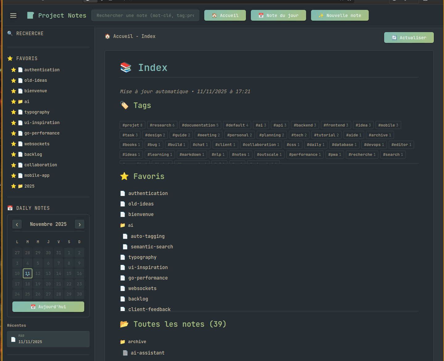 PersoNotes Interface